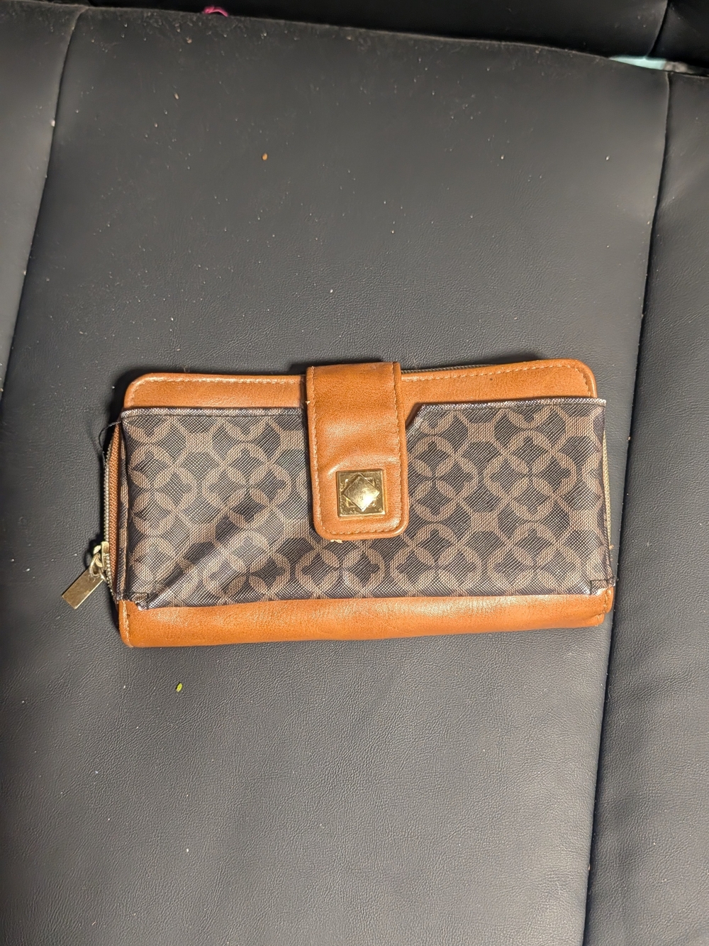 Brown Patterned Wallet with Tan Trim